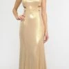 Poly USA | Ed Young 8270 Metallic Foil Sleeveless Long Dress Side Cut-Outs(Gold Metallic Foil Sleeveless Long Formal Dress With Side Cut Outs)