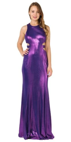 Poly USA | Ed Young 8270 Metallic Foil Sleeveless Long Dress Side Cut-Outs(Gold Metallic Foil Sleeveless Long Formal Dress With Side Cut Outs) -Discount Dress Shops 8270 poly usa purple e39b147d e406 4e20 becc ce87089ba053