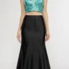 Poly USA | Ed Young 8294 Two-Piece Long Dress Sequins Top V-Neck(Jade Two Piece Long Prom Dress Sequins Top V Neck)