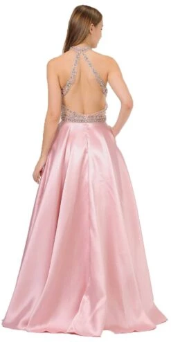 Poly USA | Ed Young 8344 High-Neck Beaded Long Prom Dress With Pockets(High Neck Beaded Long Prom Dress With Pockets Navy Blue) -Discount Dress Shops 8344 poly usa mauve back 5cef334c eb4b 43d8 bbb1 2244ae612ea1