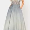 Poly USA | Ed Young 8350 Floor Length A-Line Glitter Sleeveless Ombre Gown(Poly Usa 8350 Floor Length A Line Glitter Sleeveless Ombre Gown)