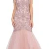 Poly USA | Ed Young 8352 Embroidered-Lace Mermaid Long Dress(Embroidered Lace Mermaid Long Prom Dress Mauve)