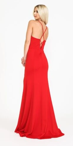 Poly USA | Ed Young 8360 Dress Floor Length Sheath With Slit(Poly Usa 8360 Dress Floor Length Sheath With Slit) -Discount Dress Shops 8360 RED BACK