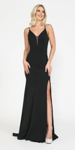 Poly USA | Ed Young 8360 Dress Floor Length Sheath With Slit(Poly Usa 8360 Dress Floor Length Sheath With Slit) -Discount Dress Shops 8360 poly black