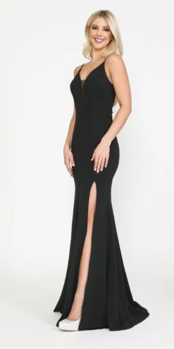 Poly USA | Ed Young 8360 Dress Floor Length Sheath With Slit(Poly Usa 8360 Dress Floor Length Sheath With Slit) -Discount Dress Shops 8360 poly black side