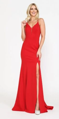 Poly USA | Ed Young 8360 Dress Floor Length Sheath With Slit(Poly Usa 8360 Dress Floor Length Sheath With Slit) -Discount Dress Shops 8360 poly red
