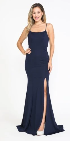 Poly USA | Ed Young 8376 Long Form Fitted Dress With Side Slit(Poly Usa 8376 Long Form Fitted Dress With Side Slit) 17 Poly USA | Ed Young 8376 Long Form Fitted Dress With Side Slit(Poly Usa 8376 Long Form Fitted Dress With Side Slit) -Discount Dress Shops 8376Navy 1