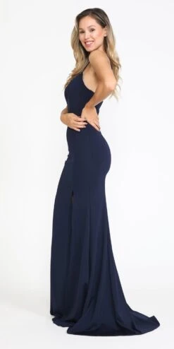 Poly USA | Ed Young 8376 Long Form Fitted Dress With Side Slit(Poly Usa 8376 Long Form Fitted Dress With Side Slit) 20 Poly USA | Ed Young 8376 Long Form Fitted Dress With Side Slit(Poly Usa 8376 Long Form Fitted Dress With Side Slit) -Discount Dress Shops 8376Navy 3