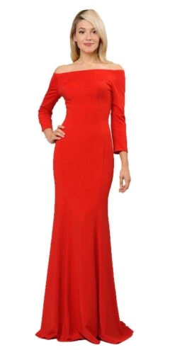 Poly USA | Ed Young 8378 Off-Shoulder Long Dress With Long Sleeves(Red Off Shoulder Long Formal Dress With Long Sleeves) -Discount Dress Shops 8378 poly usa red 3a84339c e86d 4b22 ad18 cb256b66581d