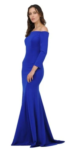 Poly USA | Ed Young 8378 Off-Shoulder Long Dress With Long Sleeves(Red Off Shoulder Long Formal Dress With Long Sleeves) -Discount Dress Shops 8378 poly usa royal blue side d0900322 b4fd 44e2 a550 7186efbf998f