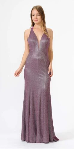 Poly USA | Ed Young 8384 Fitted Long Halter V-Neck Evening Dress(Black Silver Halter V Neck Long Prom Dress) 25 Poly USA | Ed Young 8384 Fitted Long Halter V-Neck Evening Dress(Black Silver Halter V Neck Long Prom Dress) -Discount Dress Shops 8384Magenta 2