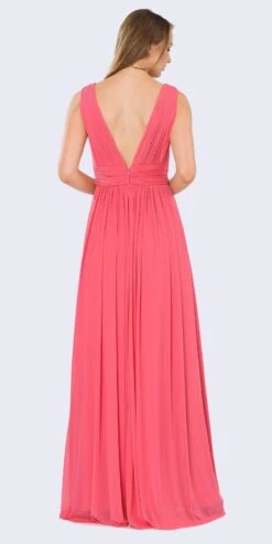 Poly USA | Ed Young 8408 V-Neck And Back Long Dress Sleeveless(Blush V Neck And Back Long Formal Dress Sleeveless) -Discount Dress Shops 8408 poly usa coral back 64502697 7b8c 49ce 806b 2d5ffb64e596