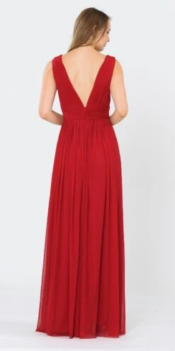 Poly USA | Ed Young 8408 V-Neck And Back Long Dress Sleeveless(Blush V Neck And Back Long Formal Dress Sleeveless) -Discount Dress Shops 8408 poly usa dark red back 61975c94 c268 4638 8683 349953812766