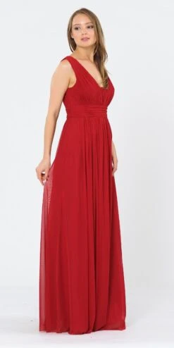 Poly USA | Ed Young 8408 V-Neck And Back Long Dress Sleeveless(Blush V Neck And Back Long Formal Dress Sleeveless) -Discount Dress Shops 8408 poly usa dark red side 073732c5 5b3f 46c8 b69e 5b4b9983d70b