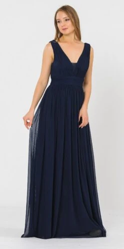 Poly USA | Ed Young 8408 V-Neck And Back Long Dress Sleeveless(Blush V Neck And Back Long Formal Dress Sleeveless) -Discount Dress Shops 8408 poly usa navy blue c5bf965b 1341 44ff 8ebf 3f8f651b83a8