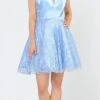 Poly USA | Ed Young 8418 V-Neck Short Dress With Pockets(Baby Blue V Neck Short Homecoming Dress With Pockets)