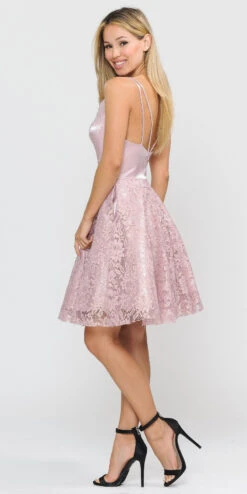 Poly USA | Ed Young 8418 V-Neck Short Dress With Pockets(Baby Blue V Neck Short Homecoming Dress With Pockets) -Discount Dress Shops 8418 poly usa mauve back