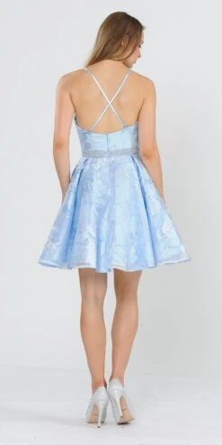 Poly USA | Ed Young 8422 Criss-Cross Back Short A-Line Dress(Criss Cross Back Short Homecoming Dress Blush) -Discount Dress Shops 8422 poly usa blue back 59fb9e45 9833 47b6 a235 9dcbc8448f21