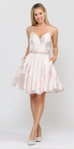Poly USA | Ed Young 8422 Criss-Cross Back Short A-Line Dress(Criss Cross Back Short Homecoming Dress Blush)