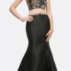 Cinderella Divine 84267 Two Piece Mermaid Dress Mikado Skirt Keyhole Back(Two Piece Mermaid Dress Black Mikado Skirt Keyhole Back)