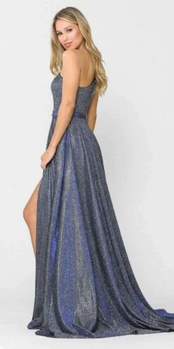 Poly USA | Ed Young 8430 Glitter Knit One-Shoulder Long Dress Pocket(Royal Blue One Shoulder Long Prom Dress With Pockets) -Discount Dress Shops 8430 poly usa royal blue side 2e7941e5 e5be 4b88 bcf4 142dbe71d846