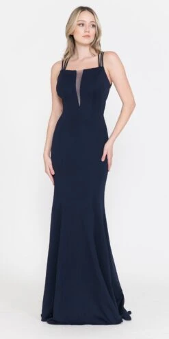 Poly USA | Ed Young 8468 Long Dress With Strappy Open-Back(Burgundy Long Prom Dress With Strappy Open Back)