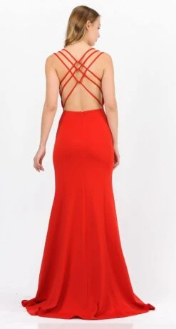 Poly USA | Ed Young 8468 Long Dress With Strappy Open-Back(Burgundy Long Prom Dress With Strappy Open Back) 22 Poly USA | Ed Young 8468 Long Dress With Strappy Open-Back(Burgundy Long Prom Dress With Strappy Open Back) -Discount Dress Shops 8468 poly usa red back