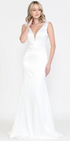Poly USA | Ed Young 8502 Fitted Long Wedding Gown V-Neckline(Poly Usa 8502 Fitted Long Wedding Gown V Neckline)
