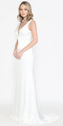 Poly USA | Ed Young 8502 Fitted Long Wedding Gown V-Neckline(Poly Usa 8502 Fitted Long Wedding Gown V Neckline) -Discount Dress Shops 8502 SIDE