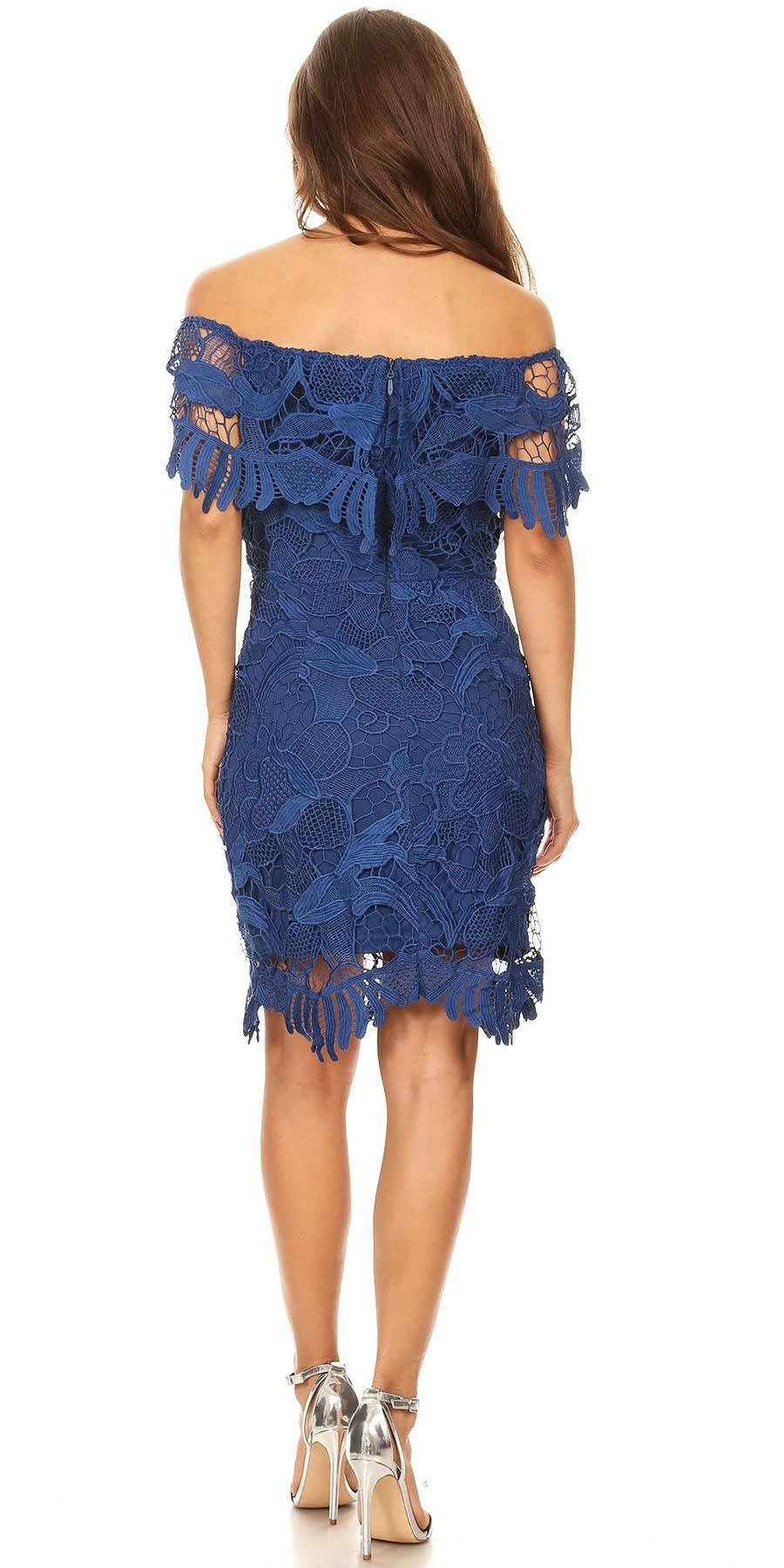 Celavie 8508 Off Shoulder Dress Short Scalloped Hem(Royal Blue Off Shoulder Wedding Guest Dress Short) 2 Celavie 8508 Off Shoulder Dress Short Scalloped Hem(Royal Blue Off Shoulder Wedding Guest Dress Short) - Image 2