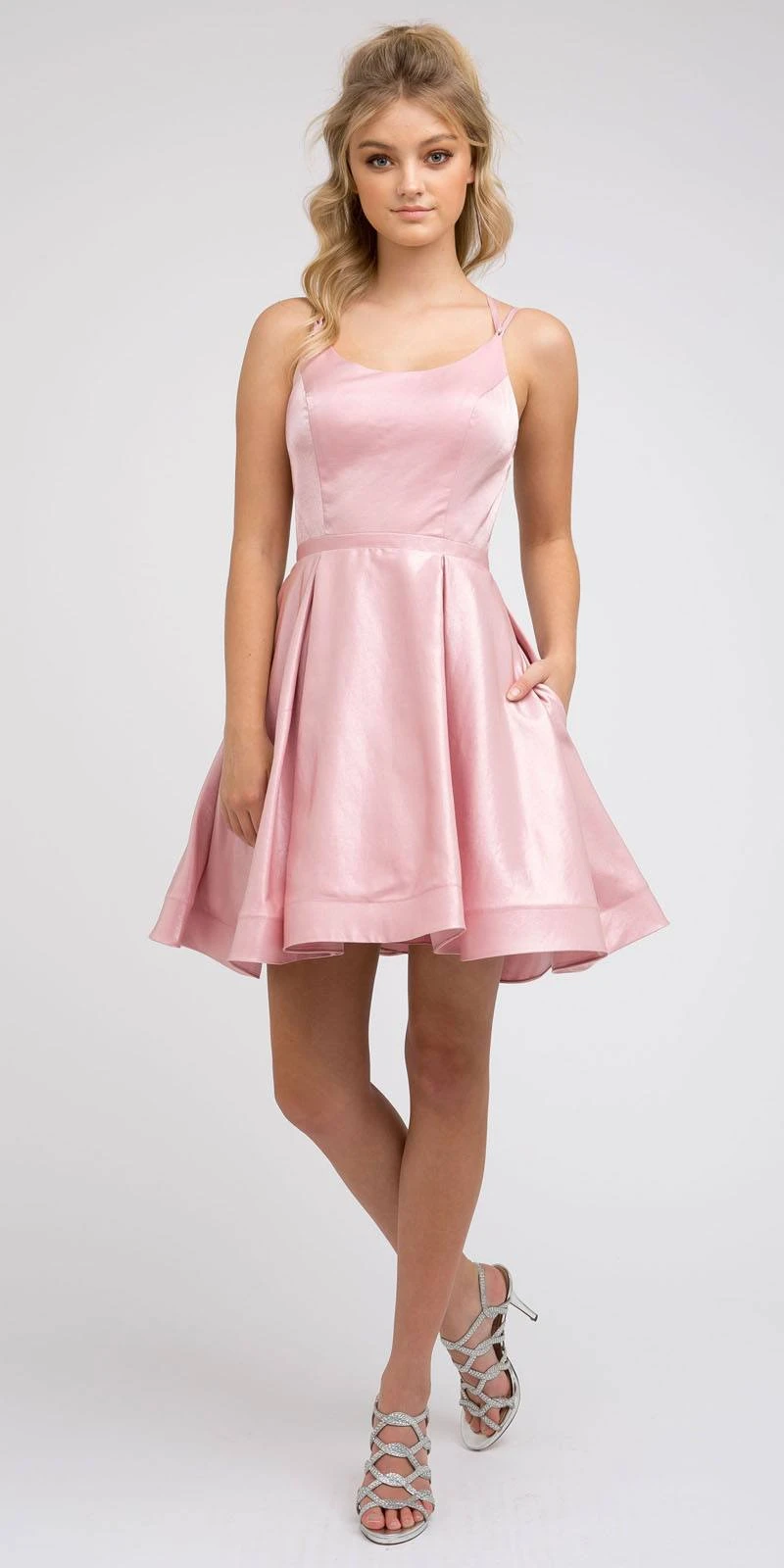 CLEARANCE - Juliet 852 Caged-Back Homecoming Short Dress With Pockets (Size Small)(Caged Back Homecoming Short Dress Peacock With Pockets) 10 CLEARANCE - Juliet 852 Caged-Back Homecoming Short Dress With Pockets (Size Small)(Caged Back Homecoming Short Dress Peacock With Pockets) - Image 10