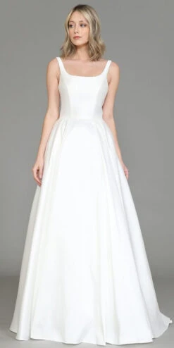 Poly USA | Ed Young 8528 Long Classic A-Line Gown With Pockets Corset Back(Poly Usa 8528 Long Classic A Line Gown With Pockets Corset Back)