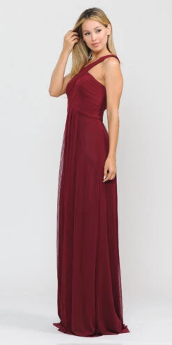 Poly USA | Ed Young 8554 Chiffon A-Line Long Dress Pleated Bodice(Burgundy A Line Long Formal Dress Pleated Bodice) 13 Poly USA | Ed Young 8554 Chiffon A-Line Long Dress Pleated Bodice(Burgundy A Line Long Formal Dress Pleated Bodice) -Discount Dress Shops 8554 poly usa burgundy side