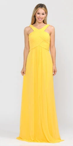 Poly USA | Ed Young 8554 Chiffon A-Line Long Dress Pleated Bodice(Burgundy A Line Long Formal Dress Pleated Bodice) 19 Poly USA | Ed Young 8554 Chiffon A-Line Long Dress Pleated Bodice(Burgundy A Line Long Formal Dress Pleated Bodice) -Discount Dress Shops 8554 poly usa yellow