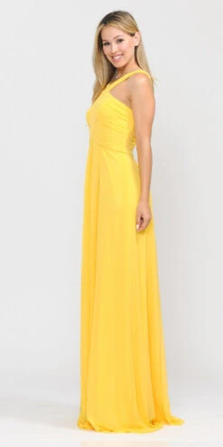 Poly USA | Ed Young 8554 Chiffon A-Line Long Dress Pleated Bodice(Burgundy A Line Long Formal Dress Pleated Bodice) 21 Poly USA | Ed Young 8554 Chiffon A-Line Long Dress Pleated Bodice(Burgundy A Line Long Formal Dress Pleated Bodice) -Discount Dress Shops 8554 poly usa yellow side