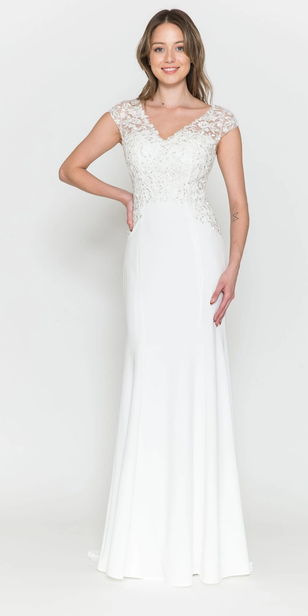 Poly USA | Ed Young 8558 Long Cap Sleeve V-Neck Dress Embroidered Top(Poly Usa 8558 Long Cap Sleeve V Neck Dress Embroidered Top) 4 Poly USA | Ed Young 8558 Long Cap Sleeve V-Neck Dress Embroidered Top(Poly Usa 8558 Long Cap Sleeve V Neck Dress Embroidered Top) - Image 4