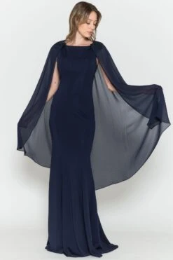 Poly USA | Ed Young 8566 Floor Length Round Neck Sleeveless Dress Detachable Cape(Poly Usa 8566 Floor Length Round Neck Sleeveless Dress Detachable Cape) 16 Poly USA | Ed Young 8566 Floor Length Round Neck Sleeveless Dress Detachable Cape(Poly Usa 8566 Floor Length Round Neck Sleeveless Dress Detachable Cape) -Discount Dress Shops 8566 NAVY