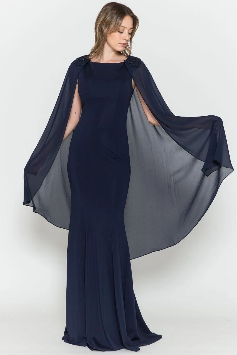 Poly USA | Ed Young 8566 Floor Length Round Neck Sleeveless Dress Detachable Cape(Poly Usa 8566 Floor Length Round Neck Sleeveless Dress Detachable Cape) 6 Poly USA | Ed Young 8566 Floor Length Round Neck Sleeveless Dress Detachable Cape(Poly Usa 8566 Floor Length Round Neck Sleeveless Dress Detachable Cape) - Image 6