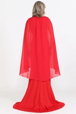 Poly USA | Ed Young 8566 Floor Length Round Neck Sleeveless Dress Detachable Cape(Poly Usa 8566 Floor Length Round Neck Sleeveless Dress Detachable Cape) 15 Poly USA | Ed Young 8566 Floor Length Round Neck Sleeveless Dress Detachable Cape(Poly Usa 8566 Floor Length Round Neck Sleeveless Dress Detachable Cape) -Discount Dress Shops 8566 REDBACK