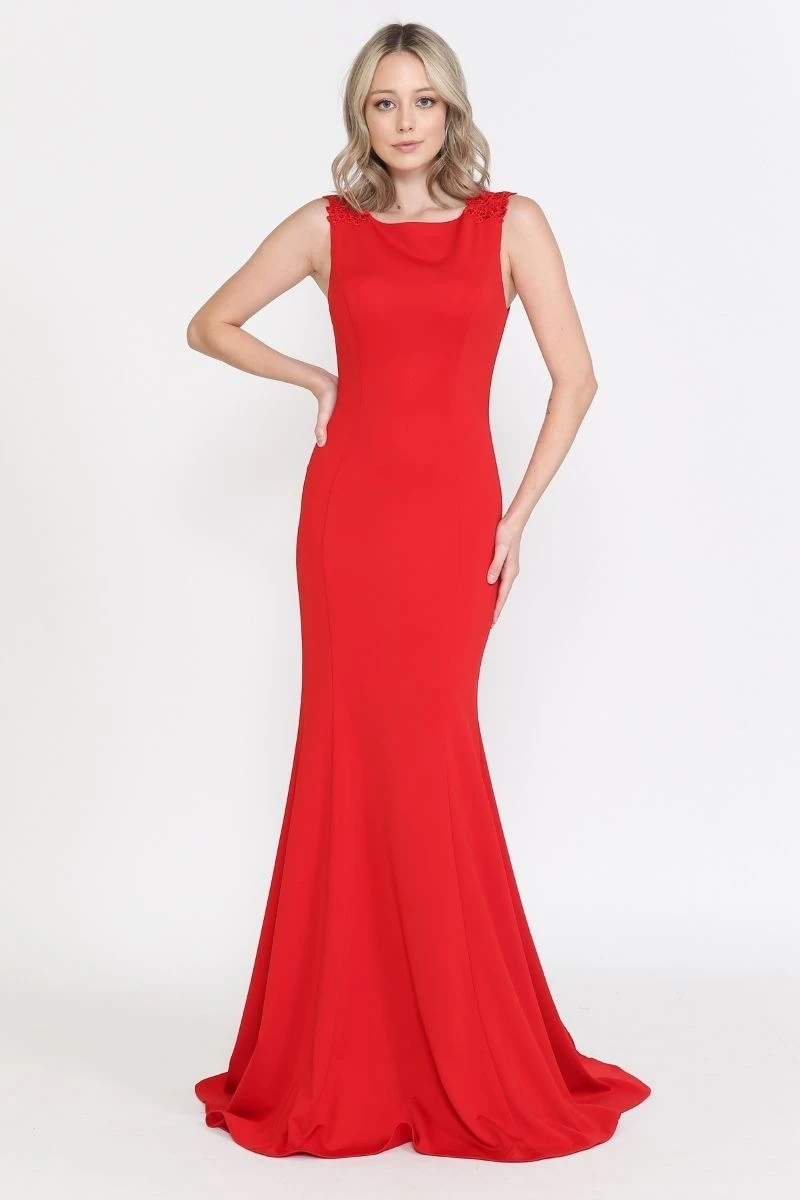 Poly USA | Ed Young 8566 Floor Length Round Neck Sleeveless Dress Detachable Cape(Poly Usa 8566 Floor Length Round Neck Sleeveless Dress Detachable Cape) 2 Poly USA | Ed Young 8566 Floor Length Round Neck Sleeveless Dress Detachable Cape(Poly Usa 8566 Floor Length Round Neck Sleeveless Dress Detachable Cape) - Image 2