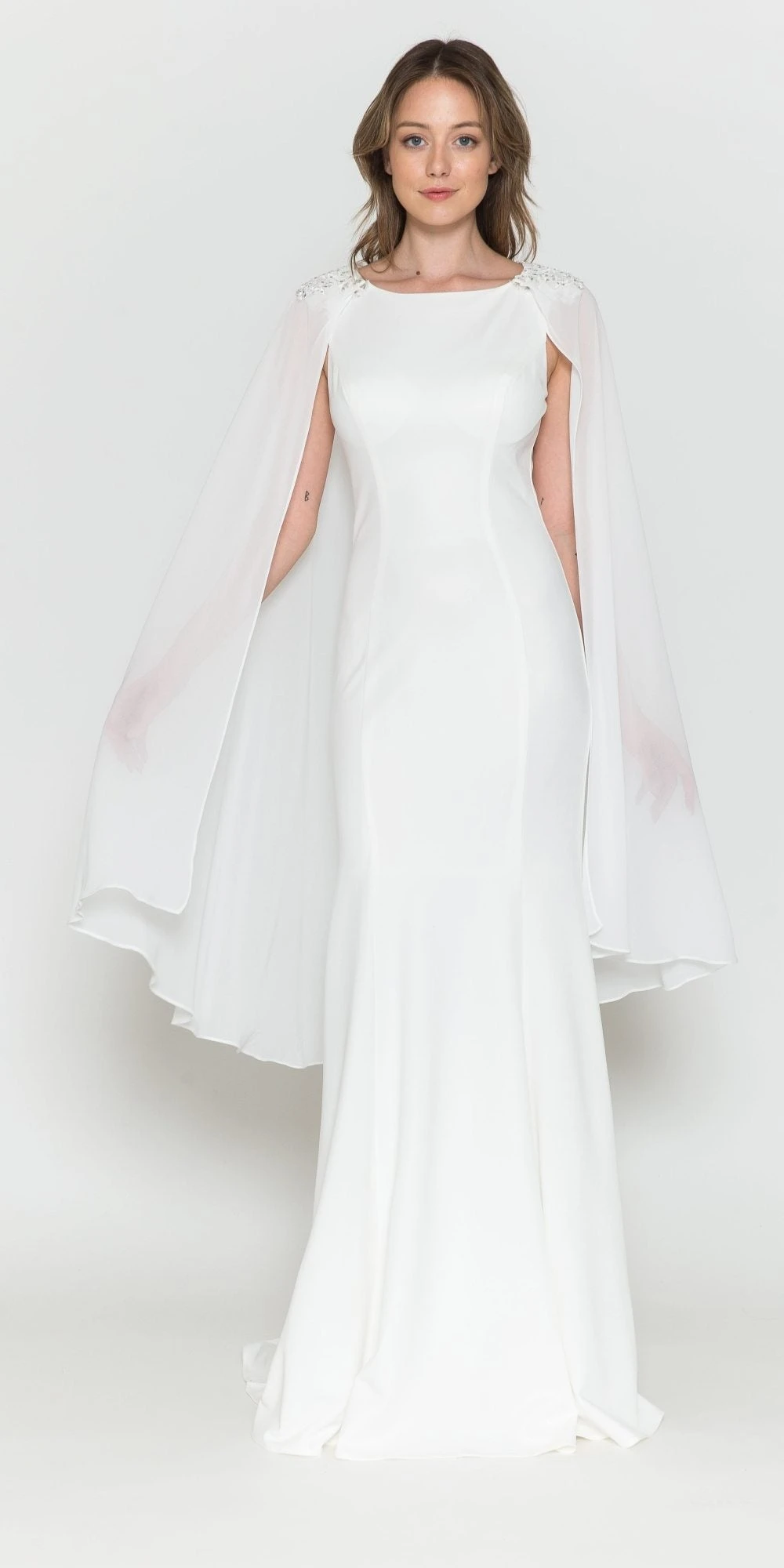 Poly USA | Ed Young 8566 Floor Length Round Neck Sleeveless Dress Detachable Cape(Poly Usa 8566 Floor Length Round Neck Sleeveless Dress Detachable Cape) 7 Poly USA | Ed Young 8566 Floor Length Round Neck Sleeveless Dress Detachable Cape(Poly Usa 8566 Floor Length Round Neck Sleeveless Dress Detachable Cape) - Image 7