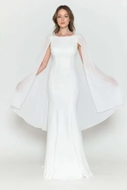 Poly USA | Ed Young 8566 Floor Length Round Neck Sleeveless Dress Detachable Cape(Poly Usa 8566 Floor Length Round Neck Sleeveless Dress Detachable Cape) 19 Poly USA | Ed Young 8566 Floor Length Round Neck Sleeveless Dress Detachable Cape(Poly Usa 8566 Floor Length Round Neck Sleeveless Dress Detachable Cape) -Discount Dress Shops 8566OFFWHITE 2