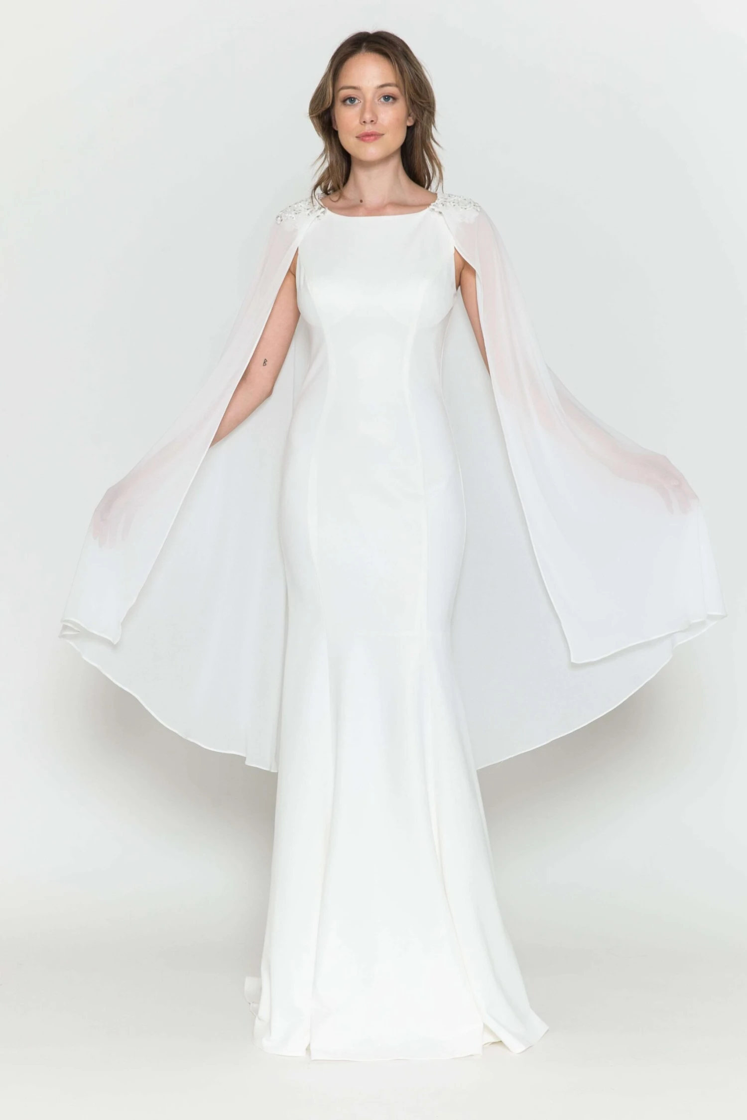 Poly USA | Ed Young 8566 Floor Length Round Neck Sleeveless Dress Detachable Cape(Poly Usa 8566 Floor Length Round Neck Sleeveless Dress Detachable Cape) 9 Poly USA | Ed Young 8566 Floor Length Round Neck Sleeveless Dress Detachable Cape(Poly Usa 8566 Floor Length Round Neck Sleeveless Dress Detachable Cape) - Image 9