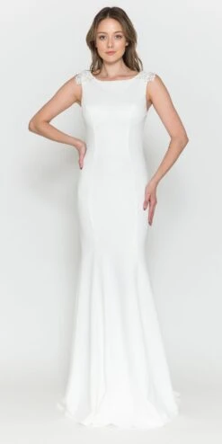 Poly USA | Ed Young 8566 Floor Length Round Neck Sleeveless Dress Detachable Cape(Poly Usa 8566 Floor Length Round Neck Sleeveless Dress Detachable Cape) 20 Poly USA | Ed Young 8566 Floor Length Round Neck Sleeveless Dress Detachable Cape(Poly Usa 8566 Floor Length Round Neck Sleeveless Dress Detachable Cape) -Discount Dress Shops 8566OFFWHITE 3