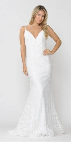 Poly USA | Ed Young 8590 Beaded Lace Mermaid Style Long Dress(Beaded Lace Mermaid Style Long Prom Dress Black) 12 Poly USA | Ed Young 8590 Beaded Lace Mermaid Style Long Dress(Beaded Lace Mermaid Style Long Prom Dress Black) -Discount Dress Shops 8590 poly usa off white