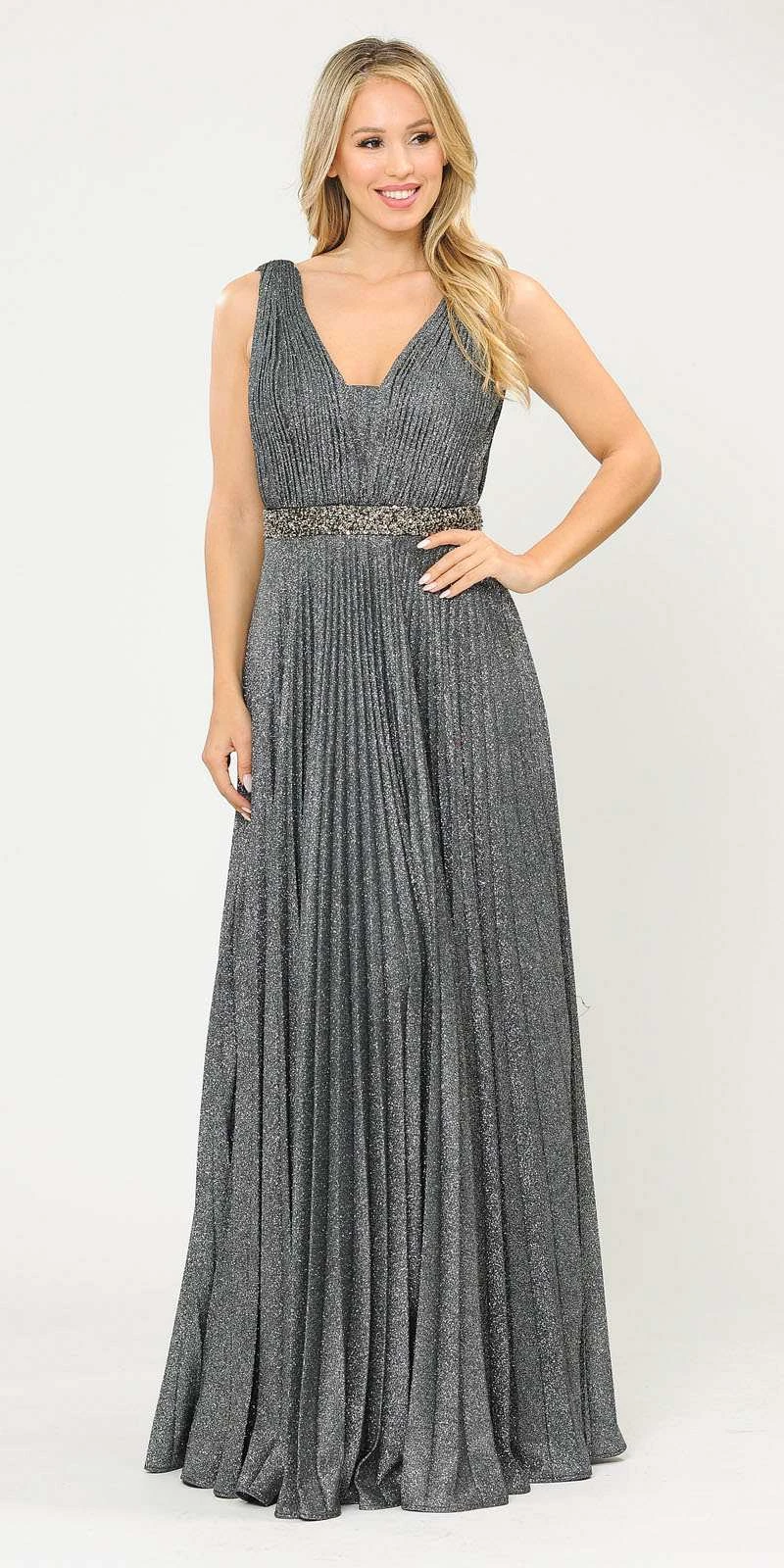 Poly USA | Ed Young 8600 Sleeveless Pleated Glitter Knit Long Dress Beaded Waist(Sleeveless Pleated Long Prom Dress Beaded Waist Black) 1 Poly USA | Ed Young 8600 Sleeveless Pleated Glitter Knit Long Dress Beaded Waist(Sleeveless Pleated Long Prom Dress Beaded Waist Black)