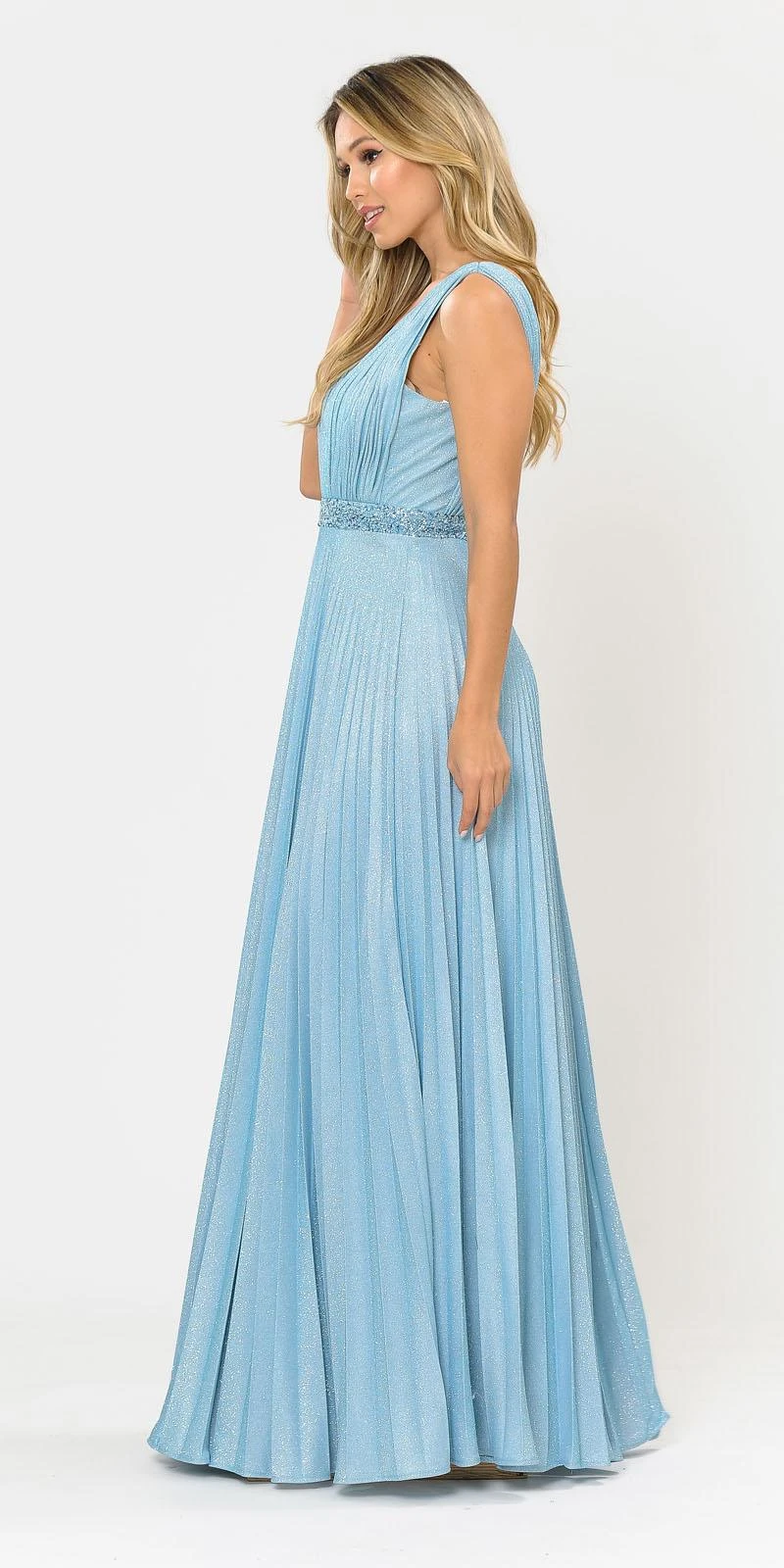 Poly USA | Ed Young 8600 Sleeveless Pleated Glitter Knit Long Dress Beaded Waist(Sleeveless Pleated Long Prom Dress Beaded Waist Black) 4 Poly USA | Ed Young 8600 Sleeveless Pleated Glitter Knit Long Dress Beaded Waist(Sleeveless Pleated Long Prom Dress Beaded Waist Black) - Image 4