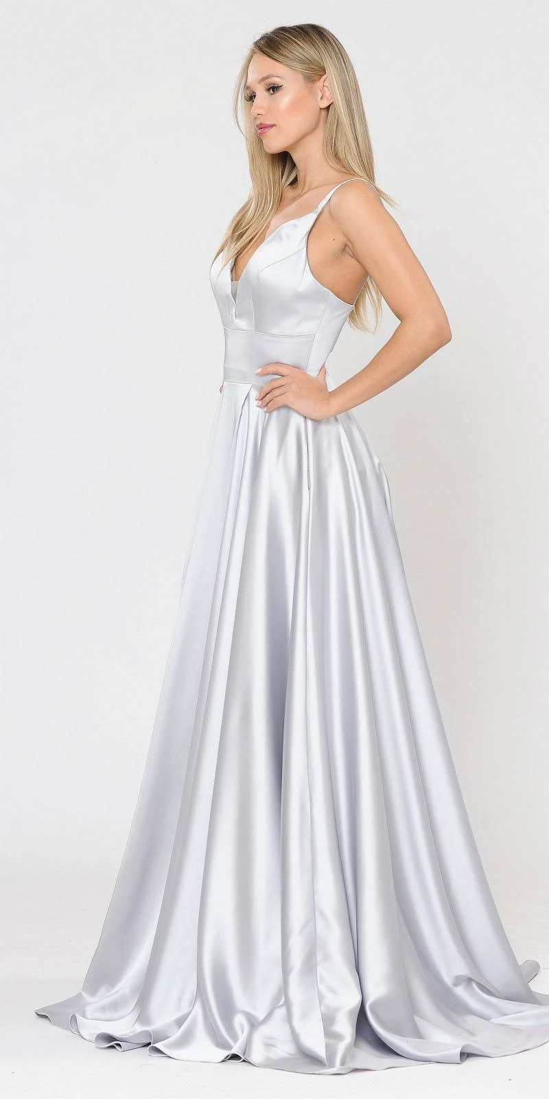 Poly USA | Ed Young 8606 V-Neck Long Romper Prom Satin Dress With Pockets(V Neck Long Romper Prom Dress With Pockets Blue) 12 Poly USA | Ed Young 8606 V-Neck Long Romper Prom Satin Dress With Pockets(V Neck Long Romper Prom Dress With Pockets Blue) - Image 12