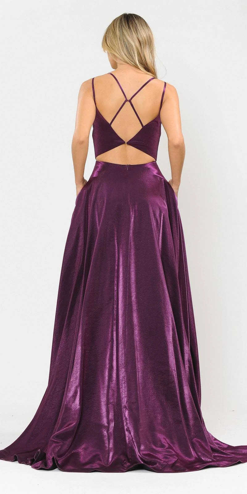 Poly USA | Ed Young 8644 Open-Back Long Prom Dress A-Line With Pockets(Stylish Open Back Long Prom Dress Silver With Pockets) 8 Poly USA | Ed Young 8644 Open-Back Long Prom Dress A-Line With Pockets(Stylish Open Back Long Prom Dress Silver With Pockets) - Image 8