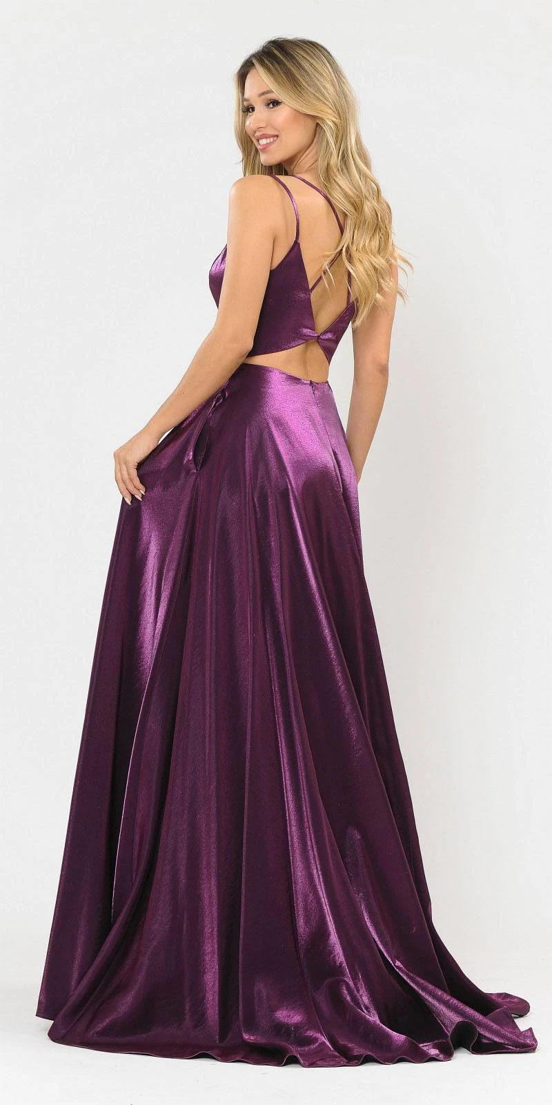 Poly USA | Ed Young 8644 Open-Back Long Prom Dress A-Line With Pockets(Stylish Open Back Long Prom Dress Silver With Pockets) 9 Poly USA | Ed Young 8644 Open-Back Long Prom Dress A-Line With Pockets(Stylish Open Back Long Prom Dress Silver With Pockets) - Image 9
